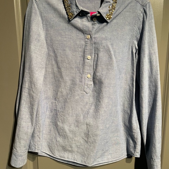 Kate Spade Blue Shirt with rhinestone Embellishments - Picture 3 of 5